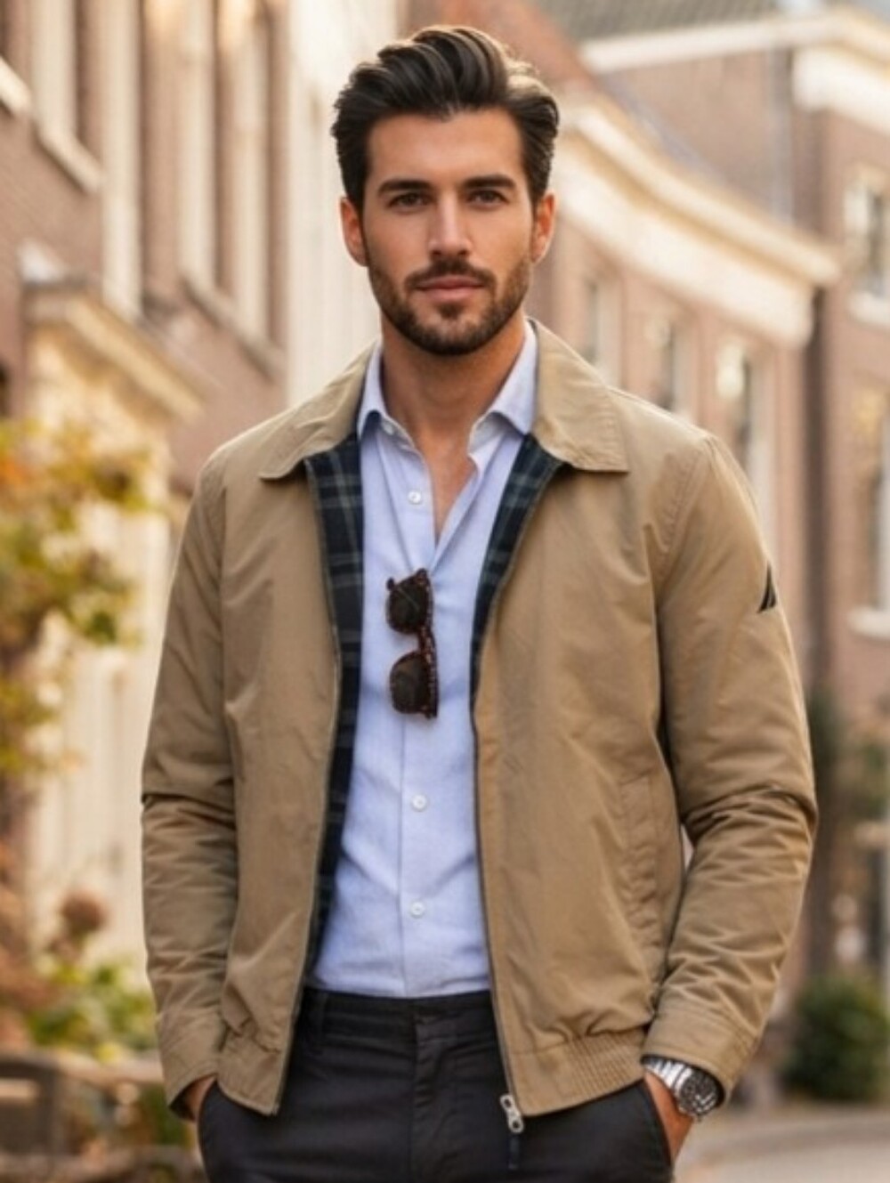 Nautica Men’s Small Tan Full Zip Rainbreaker Lightweight Bomber Jacket